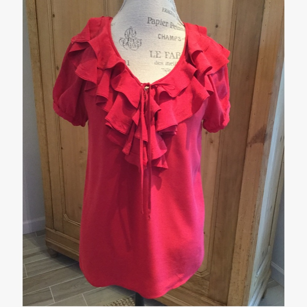 Joie red silk shirt